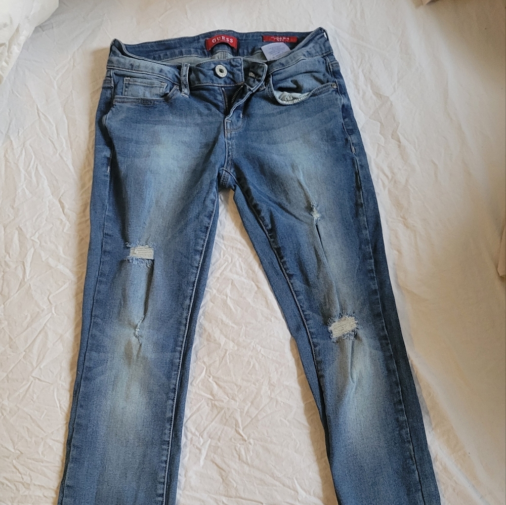 Guess Blue Ripped Skinny Jeans